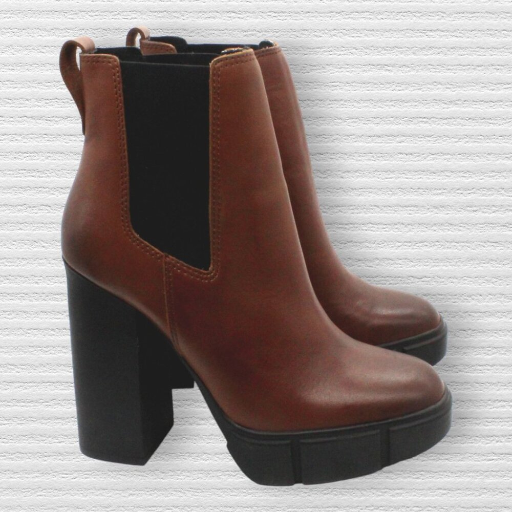Steve Madden Women's Revised Leather Platform Chelsea Boots - Brown, Size 5 - Picture 5 of 8